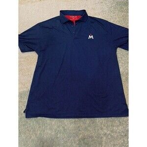 Horn Legend Polo Shirt Mens L Blue Red Golf Embroidered Luxury Golf Bamboo Charc